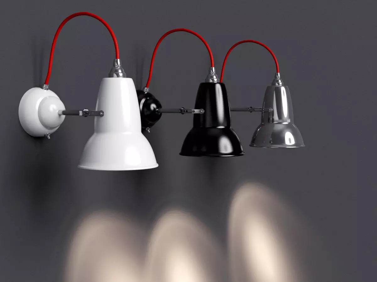 Duo wall lamp with brass fittings 3D model_4