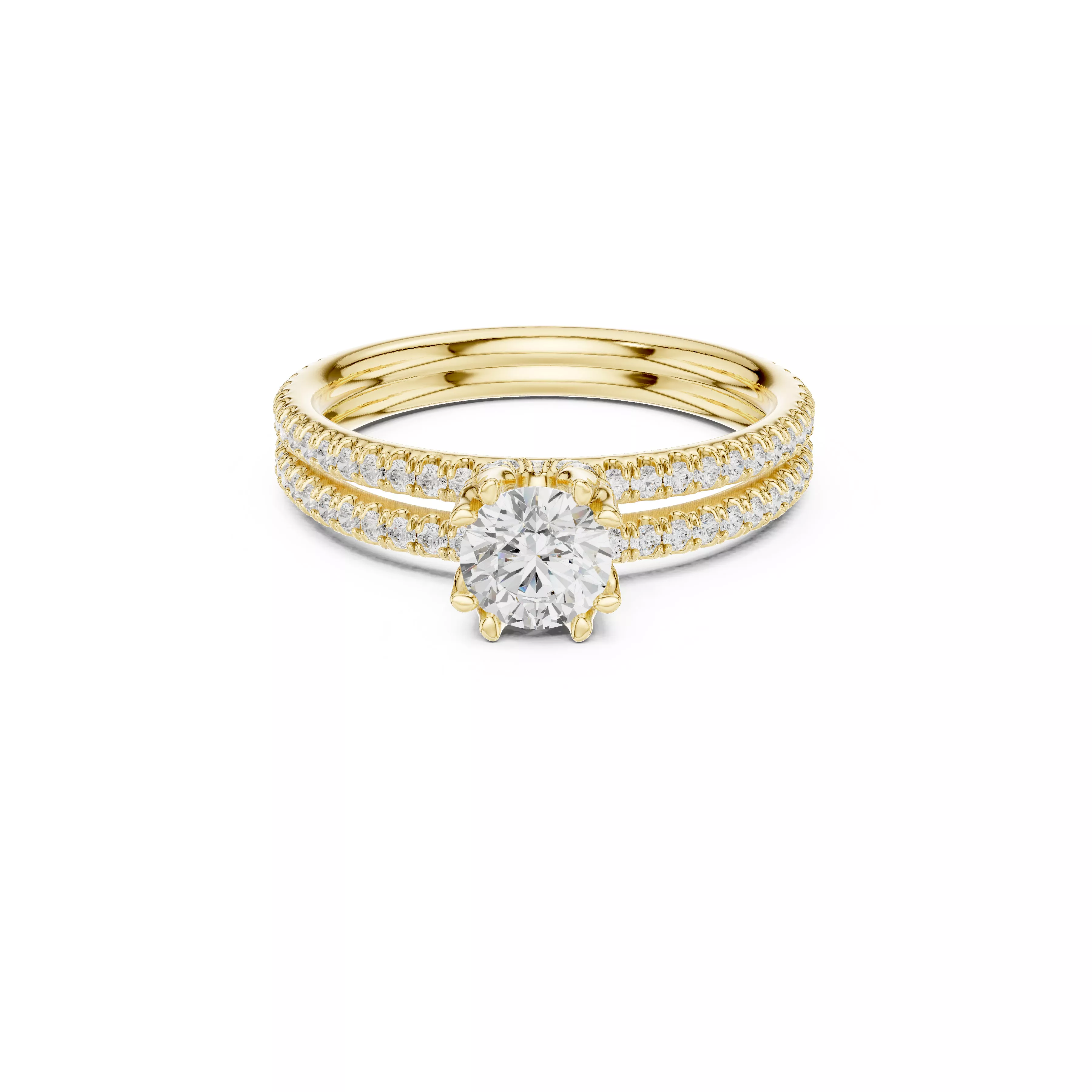 Delicate Custom Jewelry Diamond Ring Gold Band STL 3DM 0342 3D print model