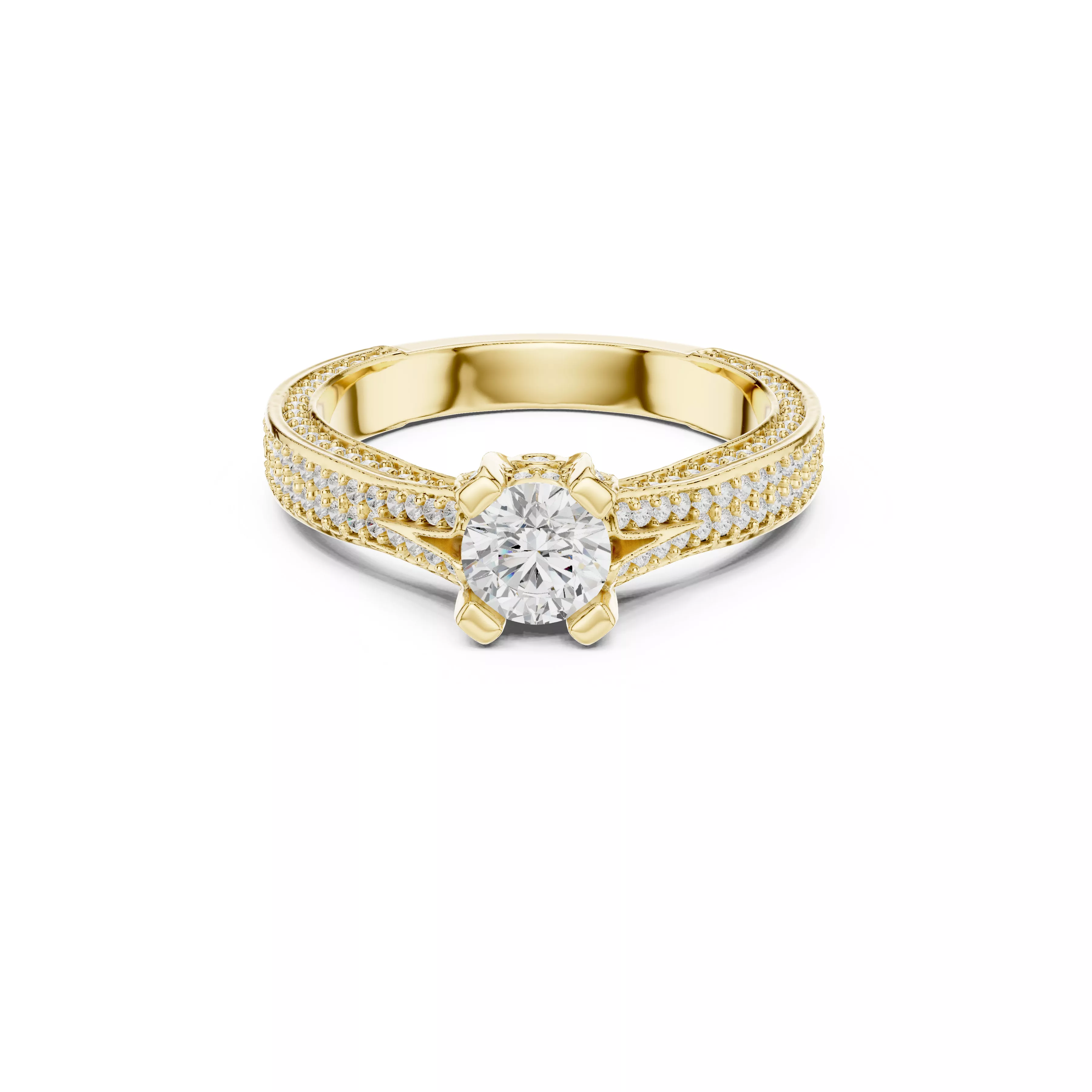 Delicate Custom Jewelry Diamond Ring Gold Band STL 3DM 0334 3D print model