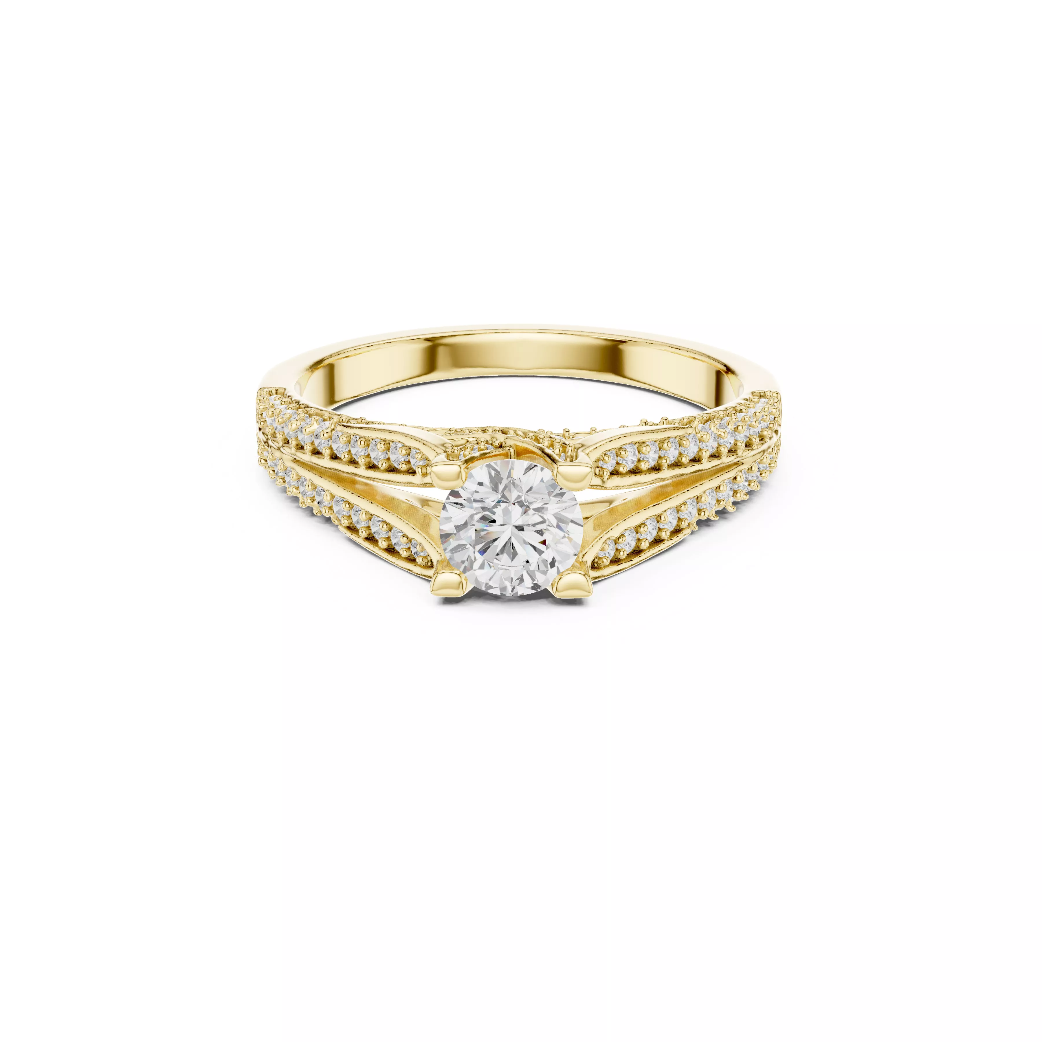 Delicate Custom Jewelry Diamond Ring Gold Band STL 3DM 0327 3D print model