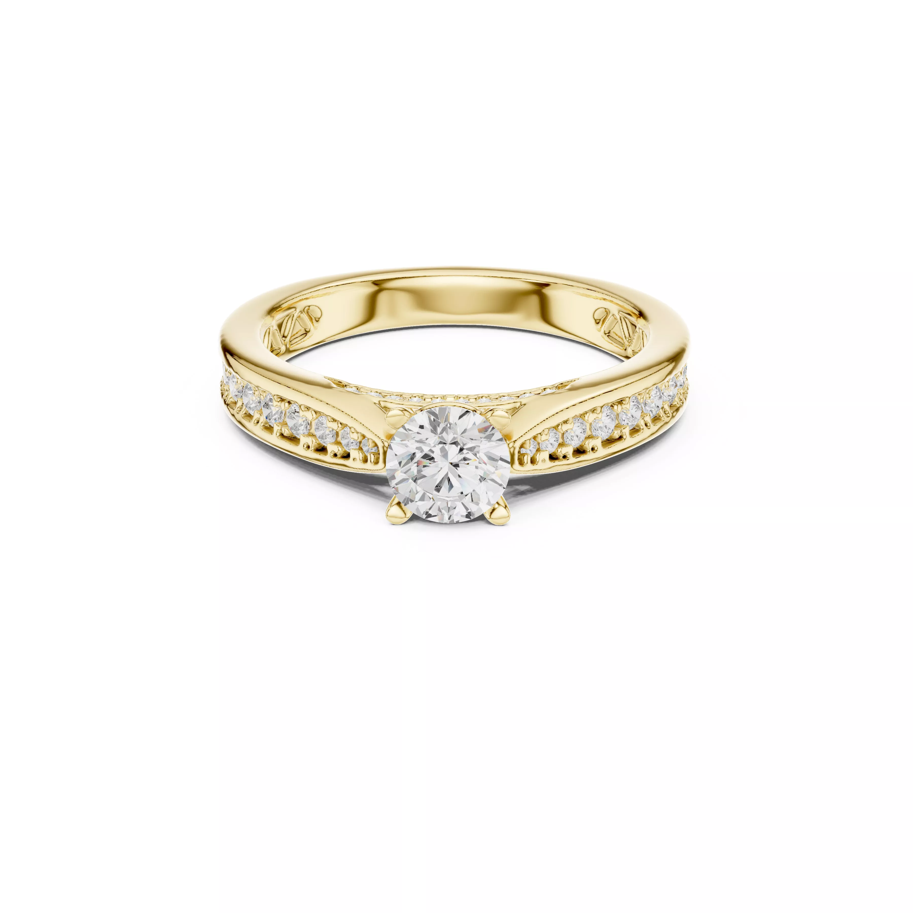 Delicate Custom Jewelry Diamond Ring Gold Band STL 3DM 0311 3D print model