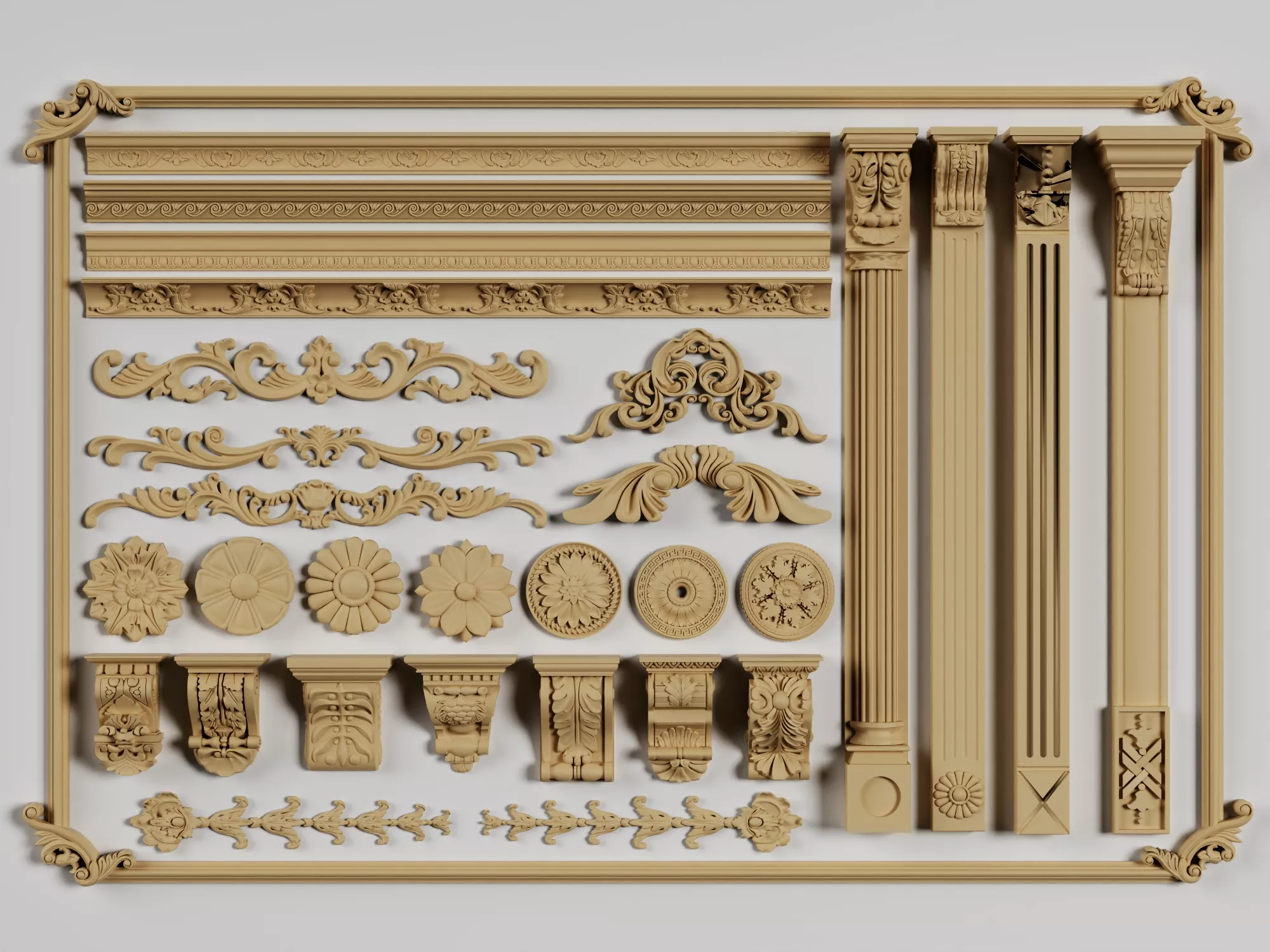 Classical Carved Molding Collection 3D model
