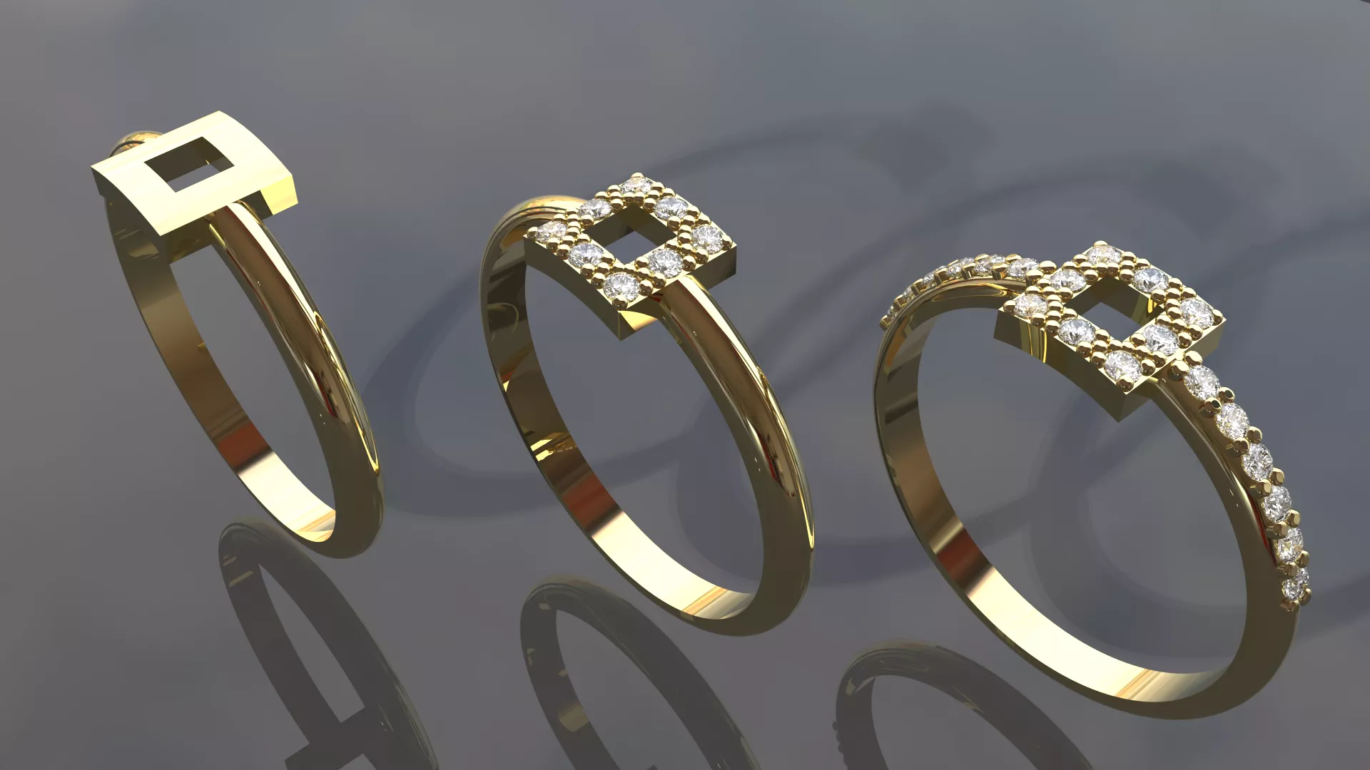 SQUARE HALO RING TRIO 5-5 mm DESIGN 3D print model