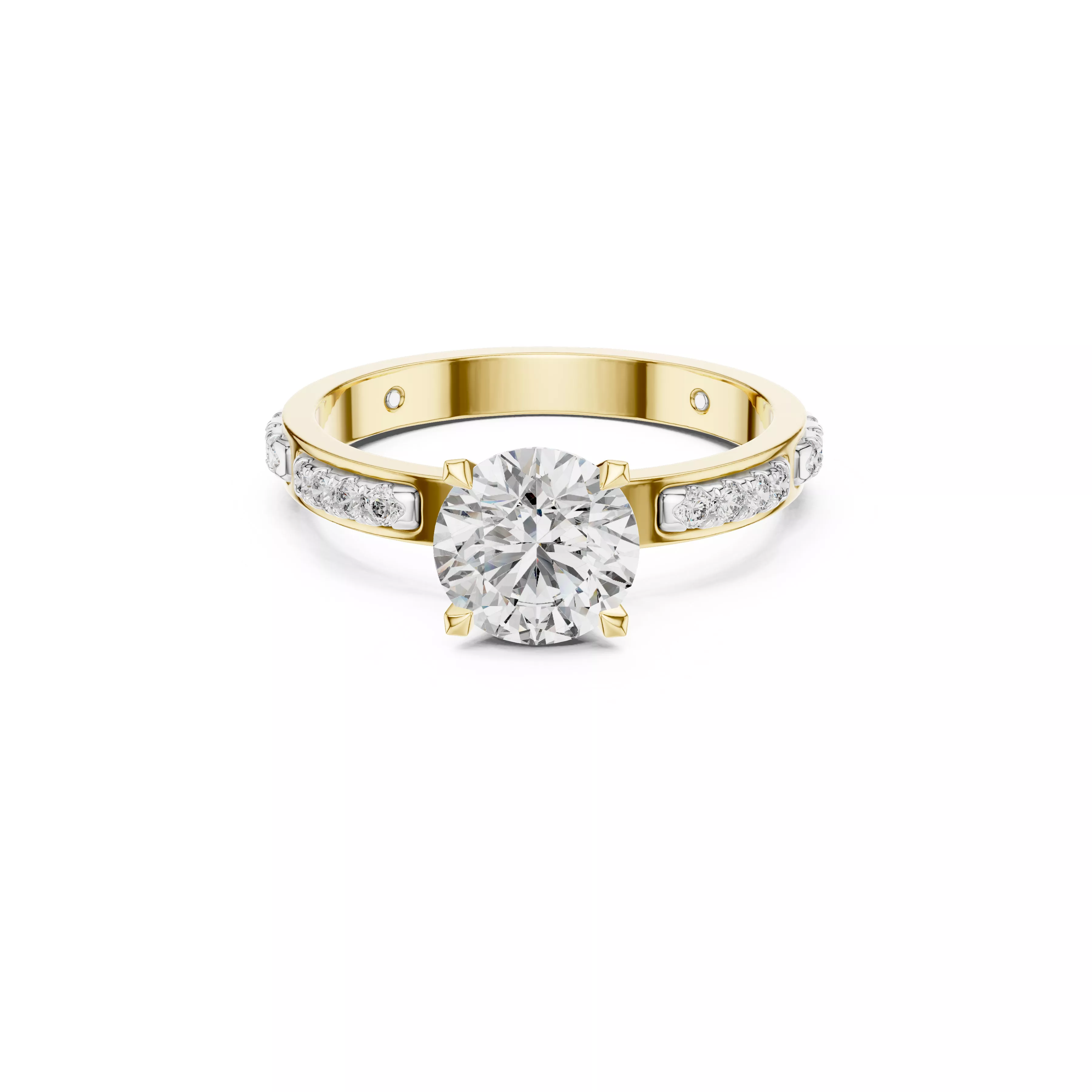 Delicate Custom Jewelry Diamond Ring Gold Band STL 3DM 0039 3D print model