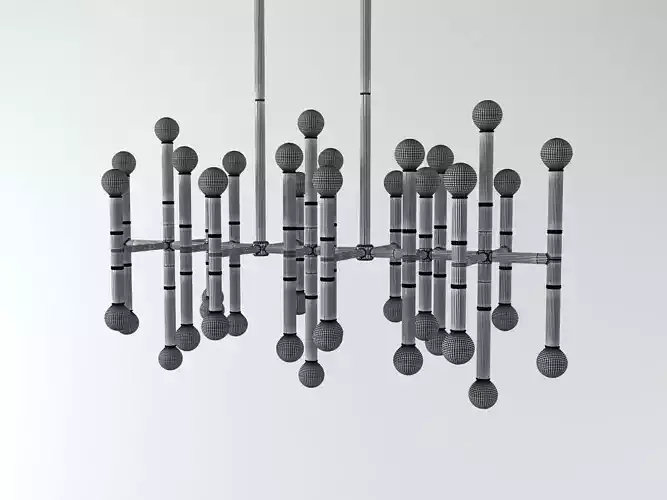 Meurice modern chandelier with metal rods and glass balls