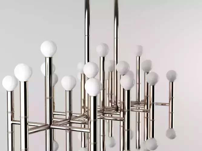 Meurice modern chandelier with metal rods and glass balls
