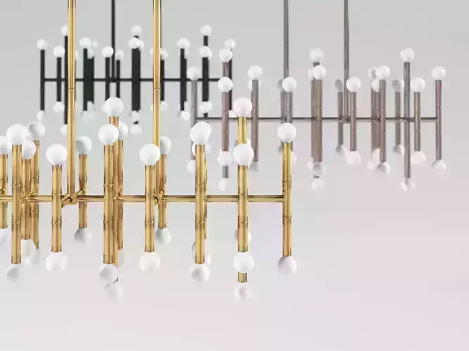 Meurice modern chandelier with metal rods and glass balls 3D model