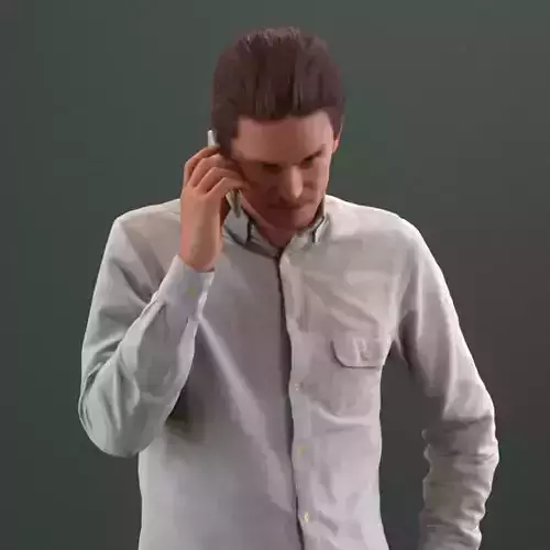 european man in casual clothing standing making a phone call 3D model