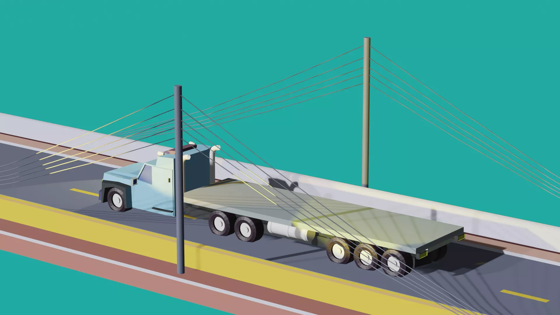3D Truck Bridge and City Environment Complete Scene Free low-poly 3D model