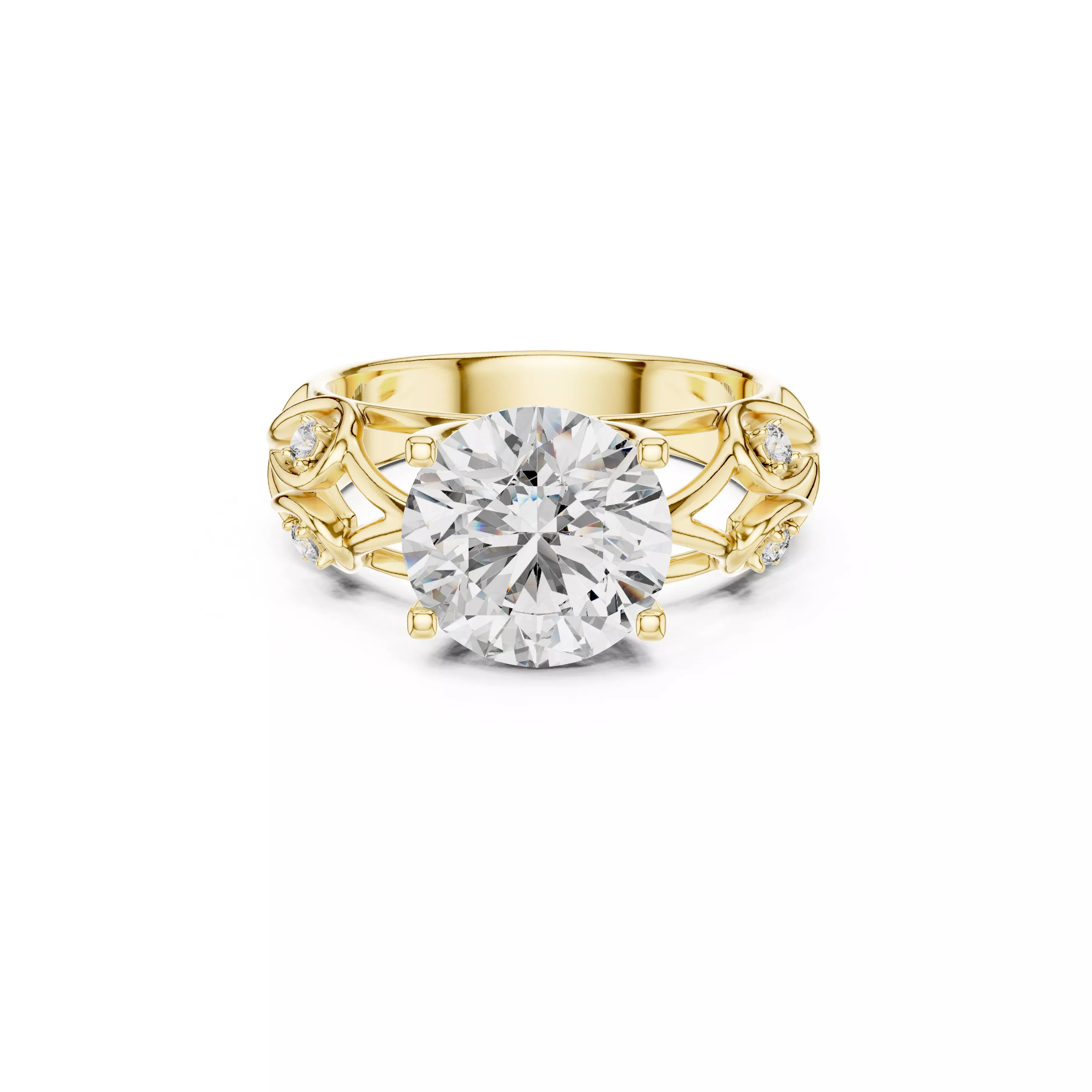 Delicate Custom Jewelry Diamond Ring Gold Band STL 3DM 0090 3D print model
