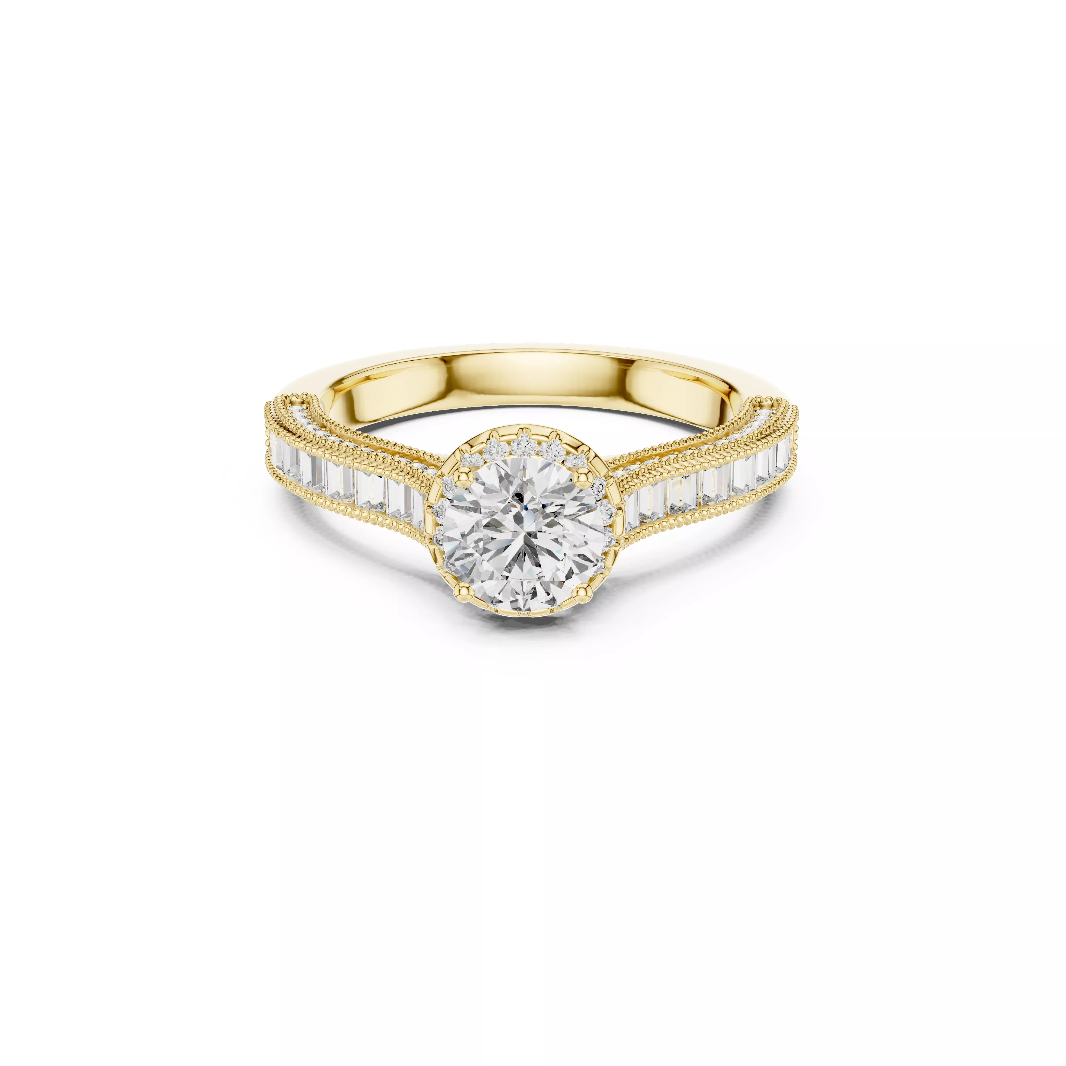 Delicate Custom Jewelry Diamond Ring Gold Band STL 3DM 0206 3D print model