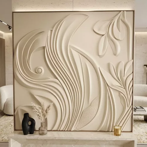 Modern Classical Organic Leaf Wall Panel Relief STL CNC