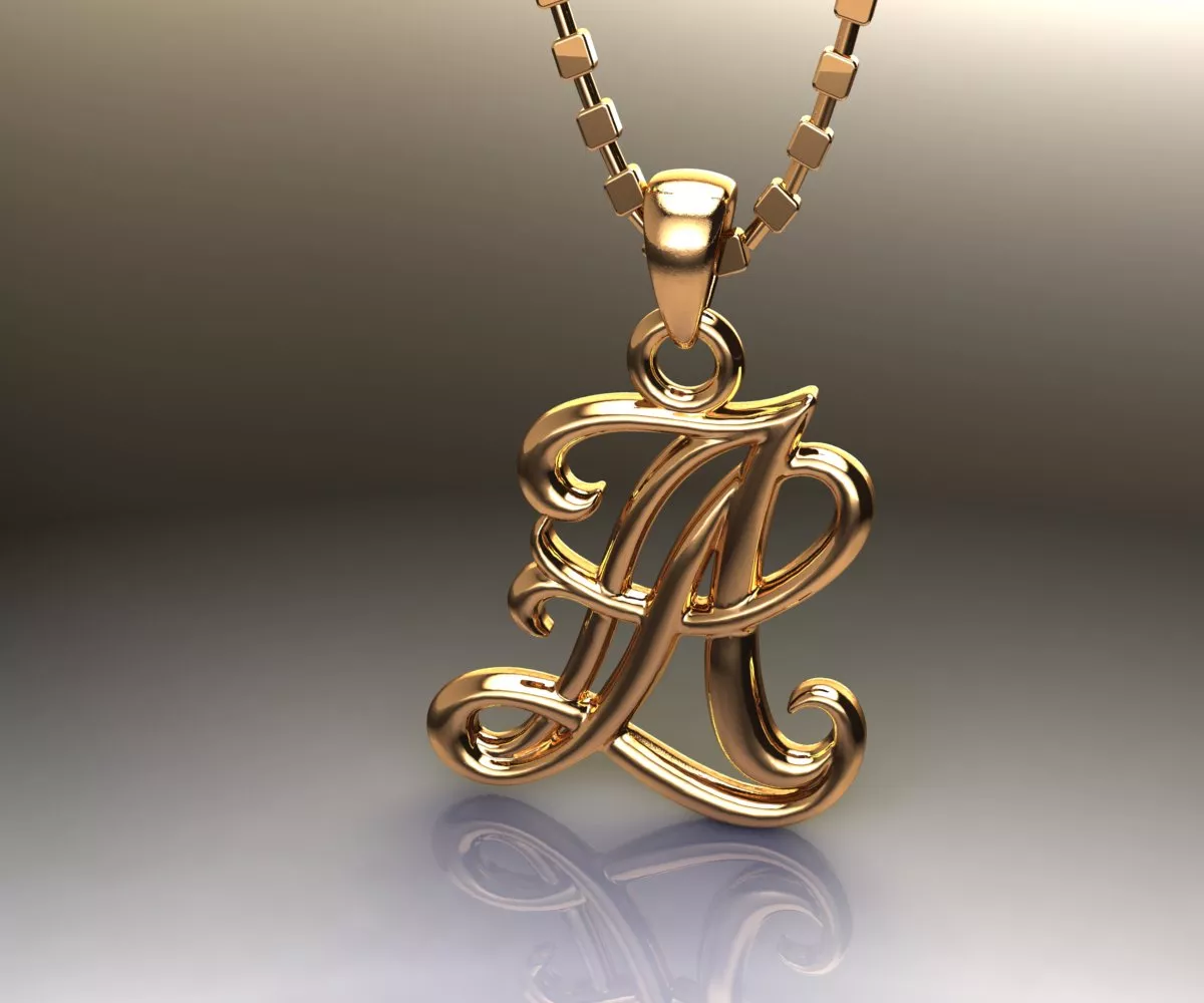 Cursive-Interlocking-LA-Monogram-Pendant 3D print model