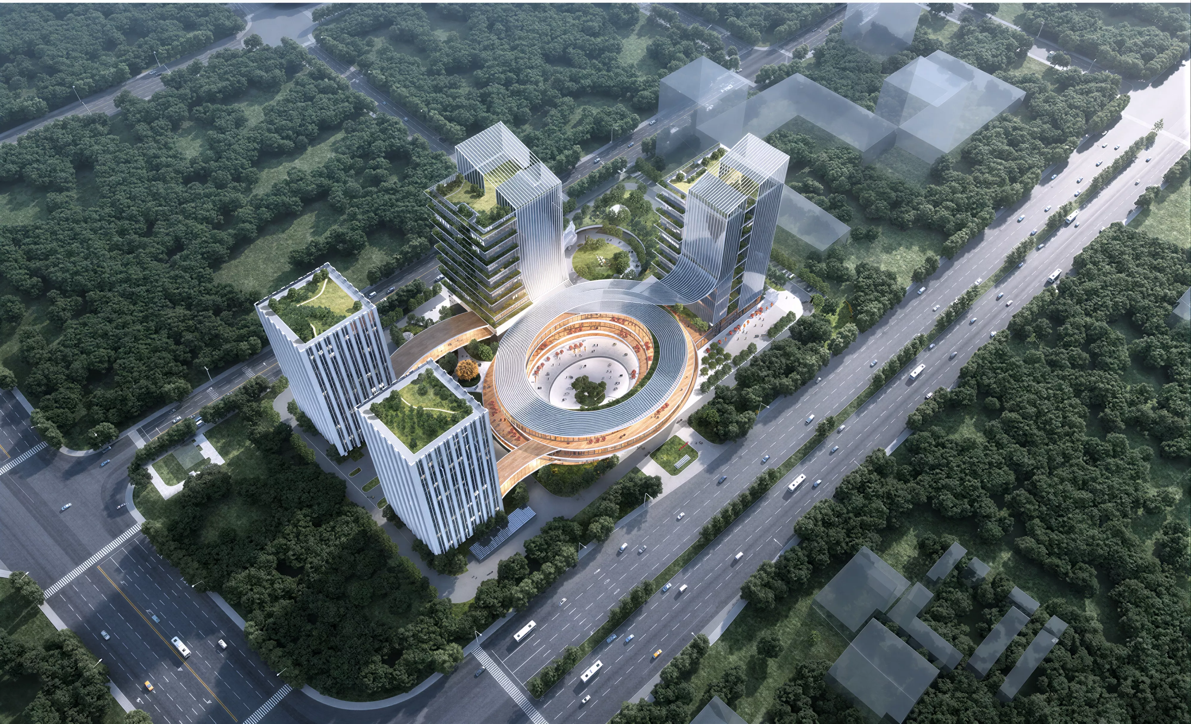 Modern Circular Eco CBD Mixed-Use Complex 3D Model 3D model