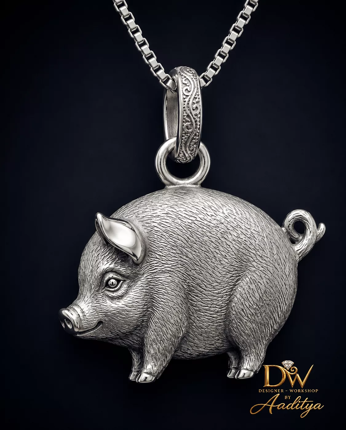 Wild Pig Boar Pendant Necklace 3D print model