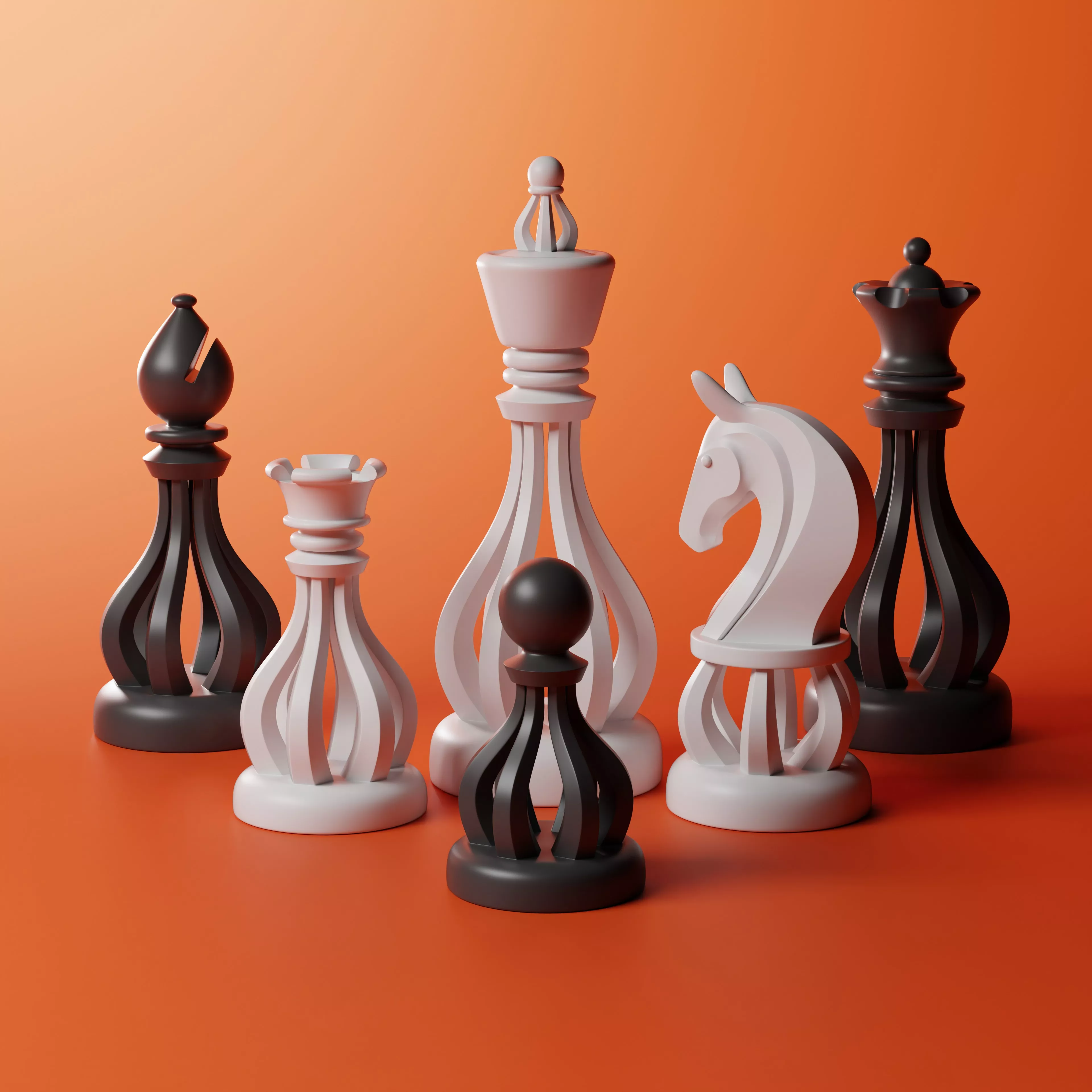 Regalis Ribbed Arch Chess Set 3D print model
