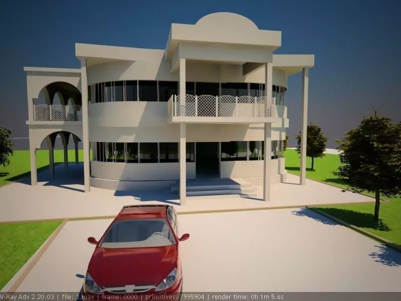 house small villa Low-poly 3D model_0