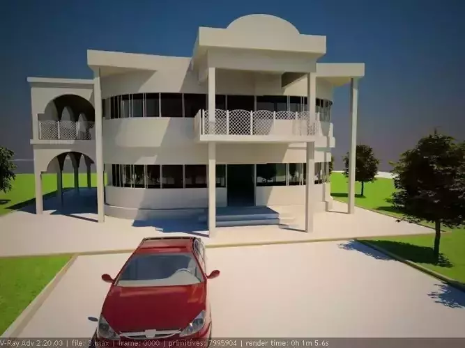 house small villa Low-poly 3D model