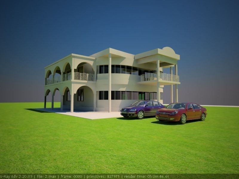 house small villa Low-poly 3D model_2