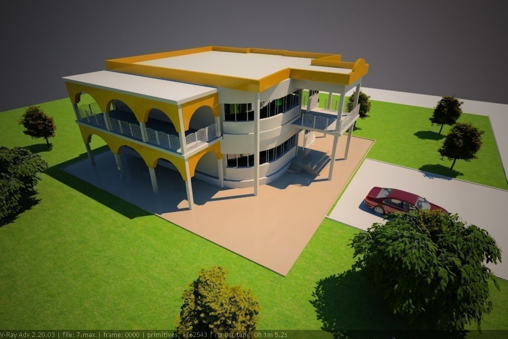 house small villa Low-poly 3D model_3