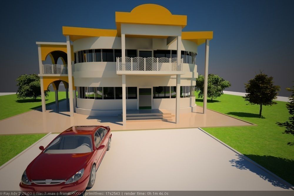 house small villa Low-poly 3D model_1