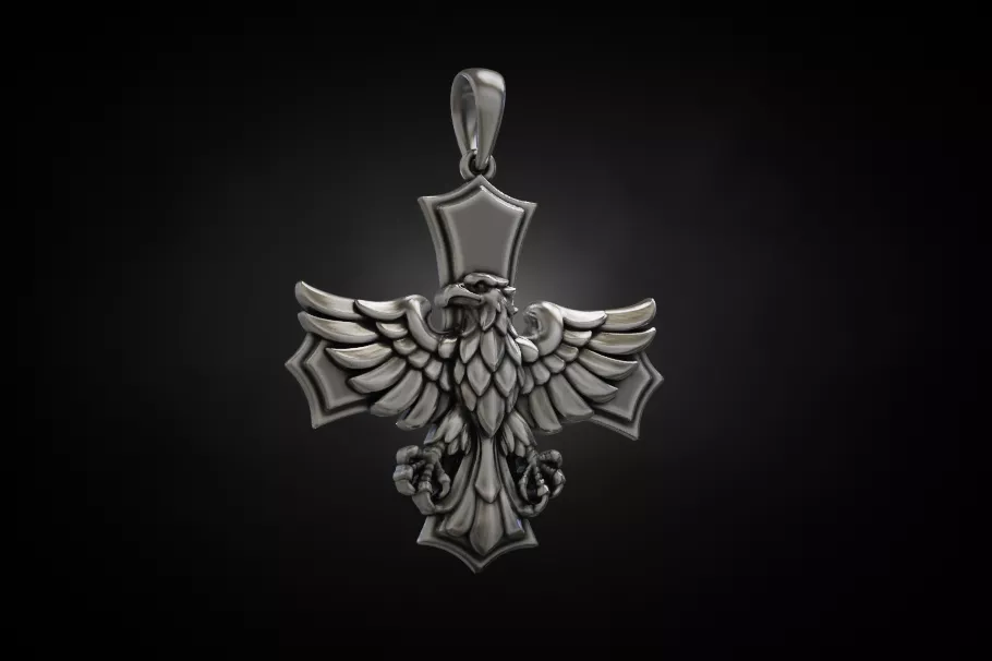Biker Eagle Gothic Cross Pendant 3D print model