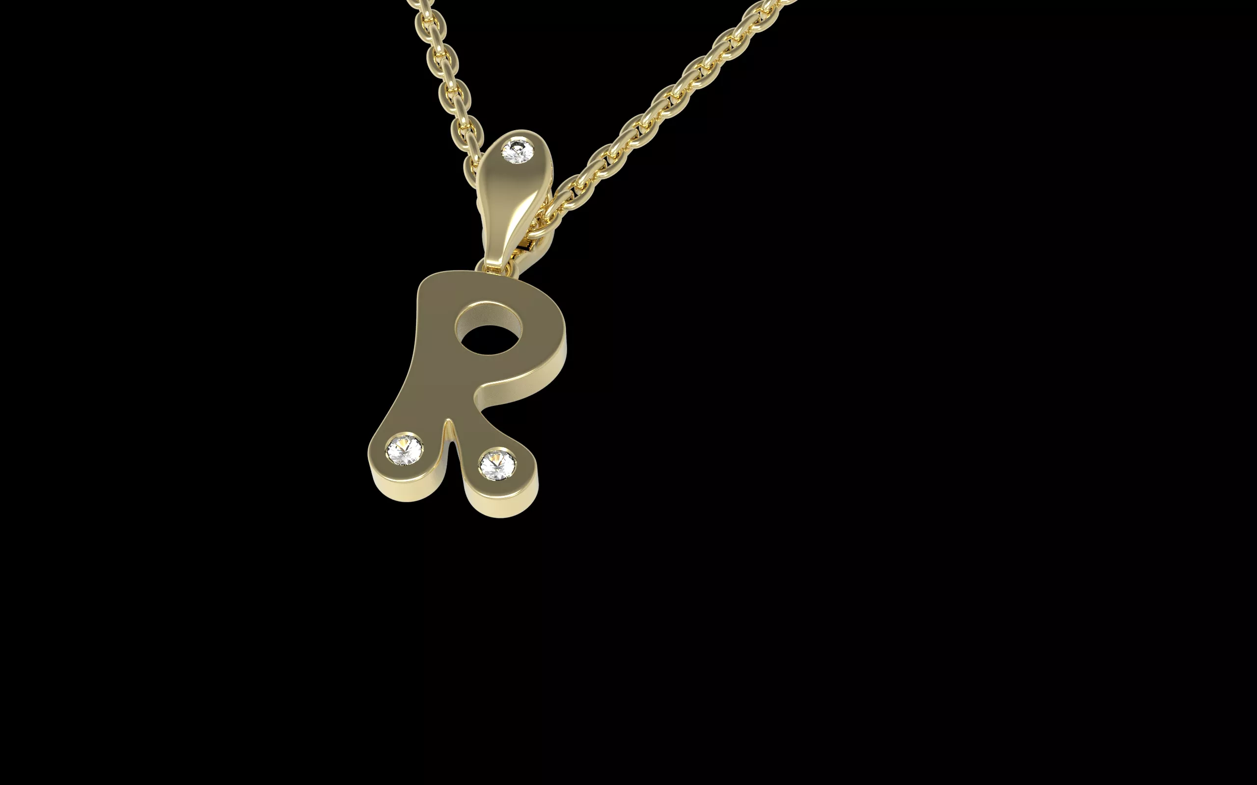 Bubble R Letter Pendant 3D print model