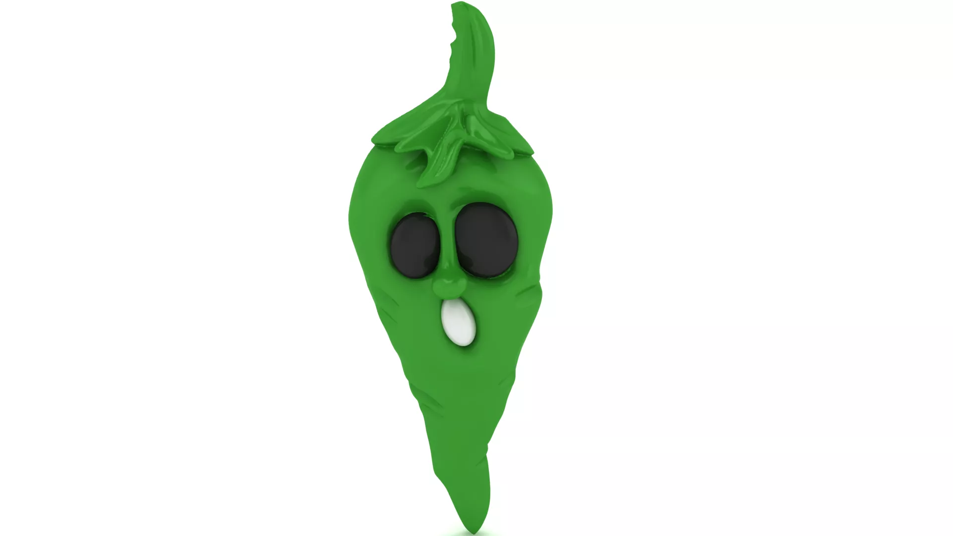 Cute Green Chili Pepper Cartoon Character 3D print model