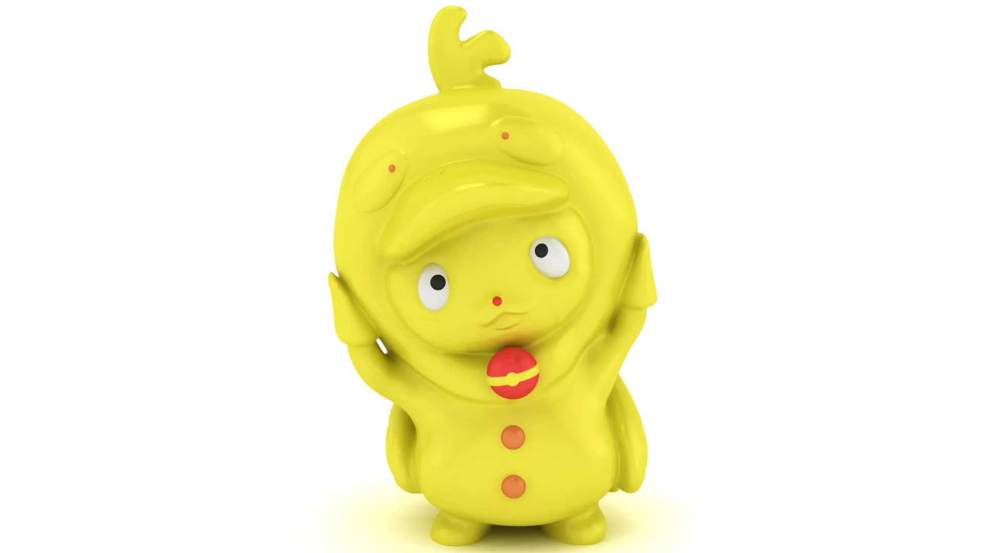 Cute Yellow Cartoon Character 3D print model