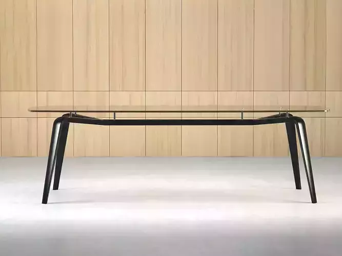 Gramercy table with legs and glass top 3D model