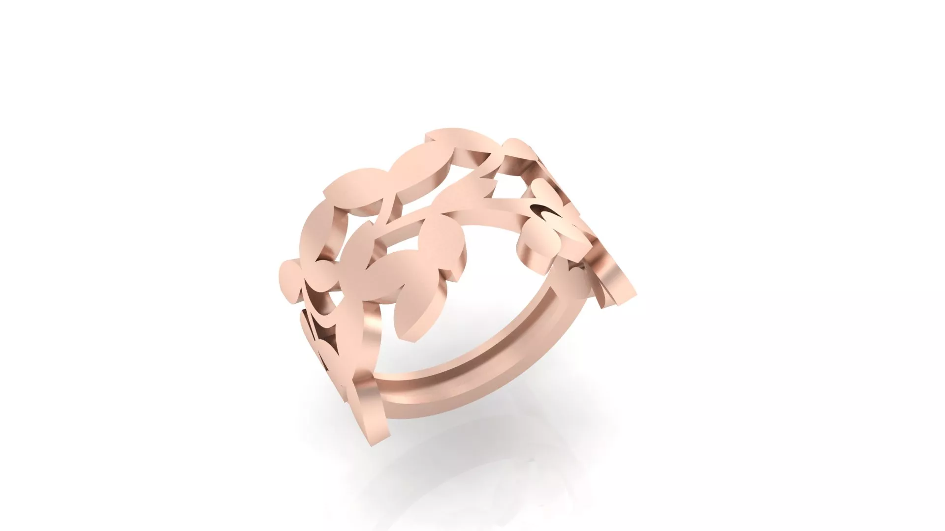 Rose Gold Botanical Filigree Openwork Leaf Branch Band Ring 3D print model
