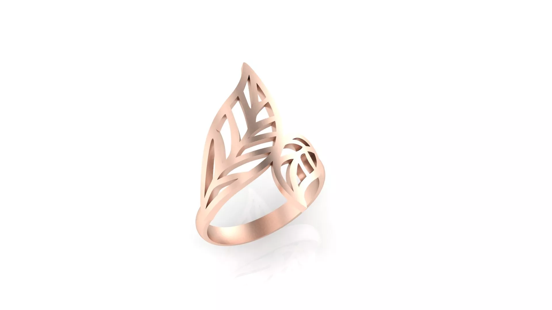 Rose Gold Botanical Leaf Cutout Openwork Bypass Band Ring 3D print model