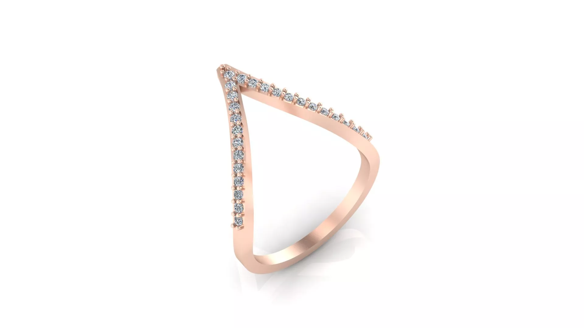 Sharp Chevron V Shape Geometric Pave Diamond Ring Model 3D print model
