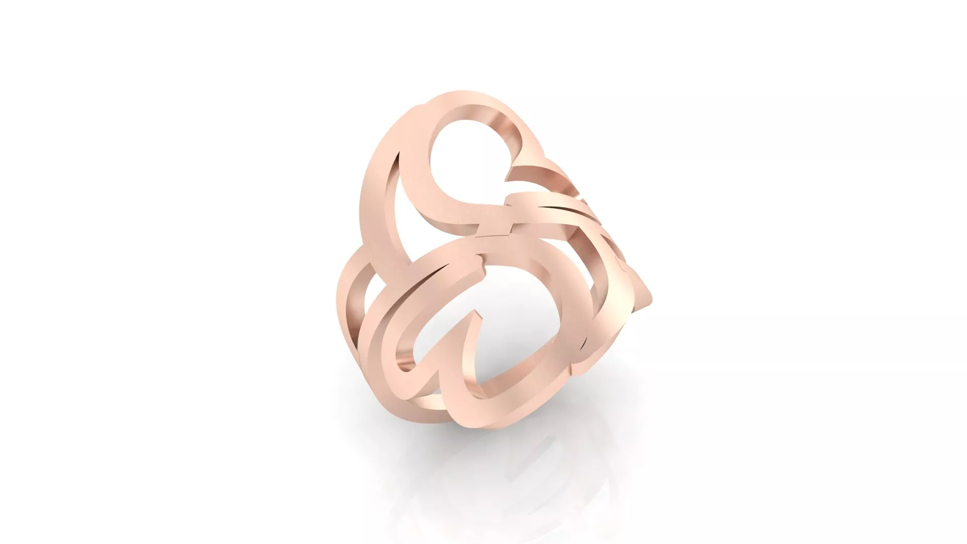 Rose Gold Abstract Wirework Swirl Openwork Statement Ring 3D print model
