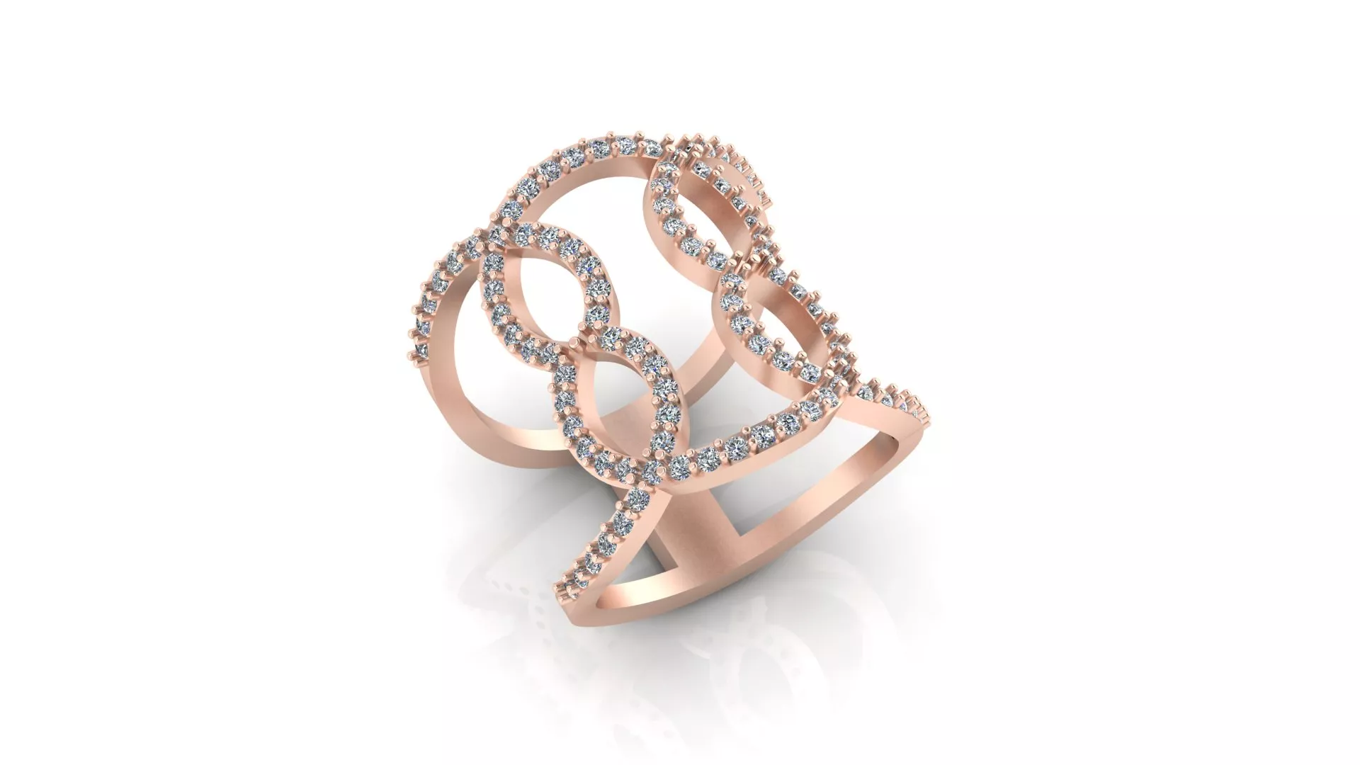 Rose Gold Openwork Pave Diamond Lattice Wide Band Ring 3D print model