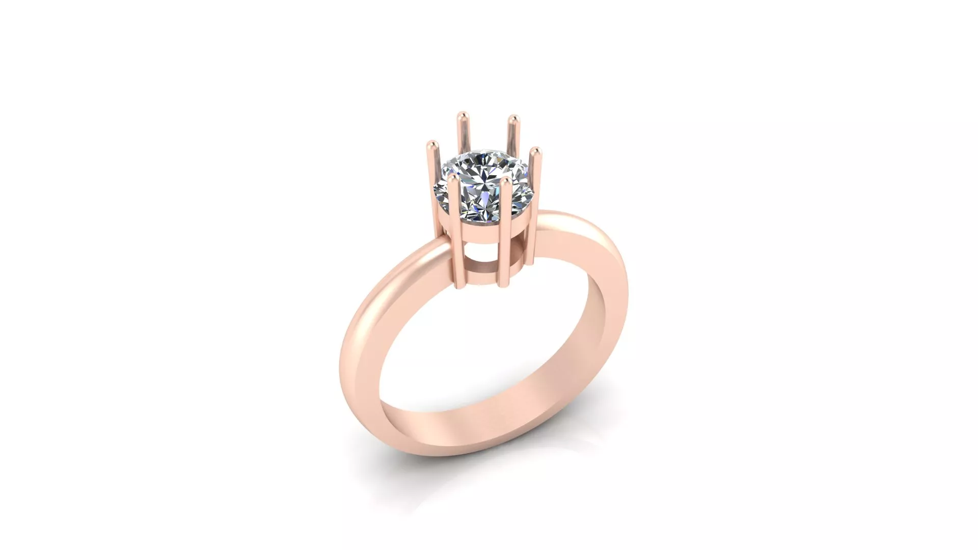 Rose Gold High Crown Solitaire Round Diamond Ring 3D print model
