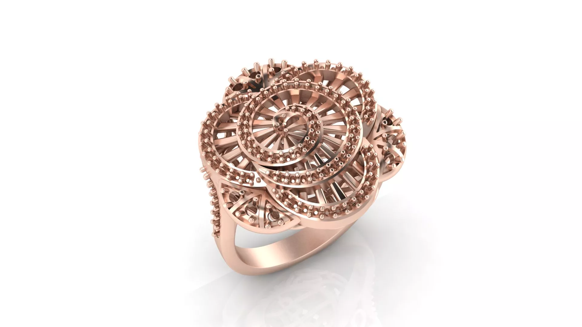 Rose Gold Flower Bloom Spiral Lattice Statement Ring Model 3D print model