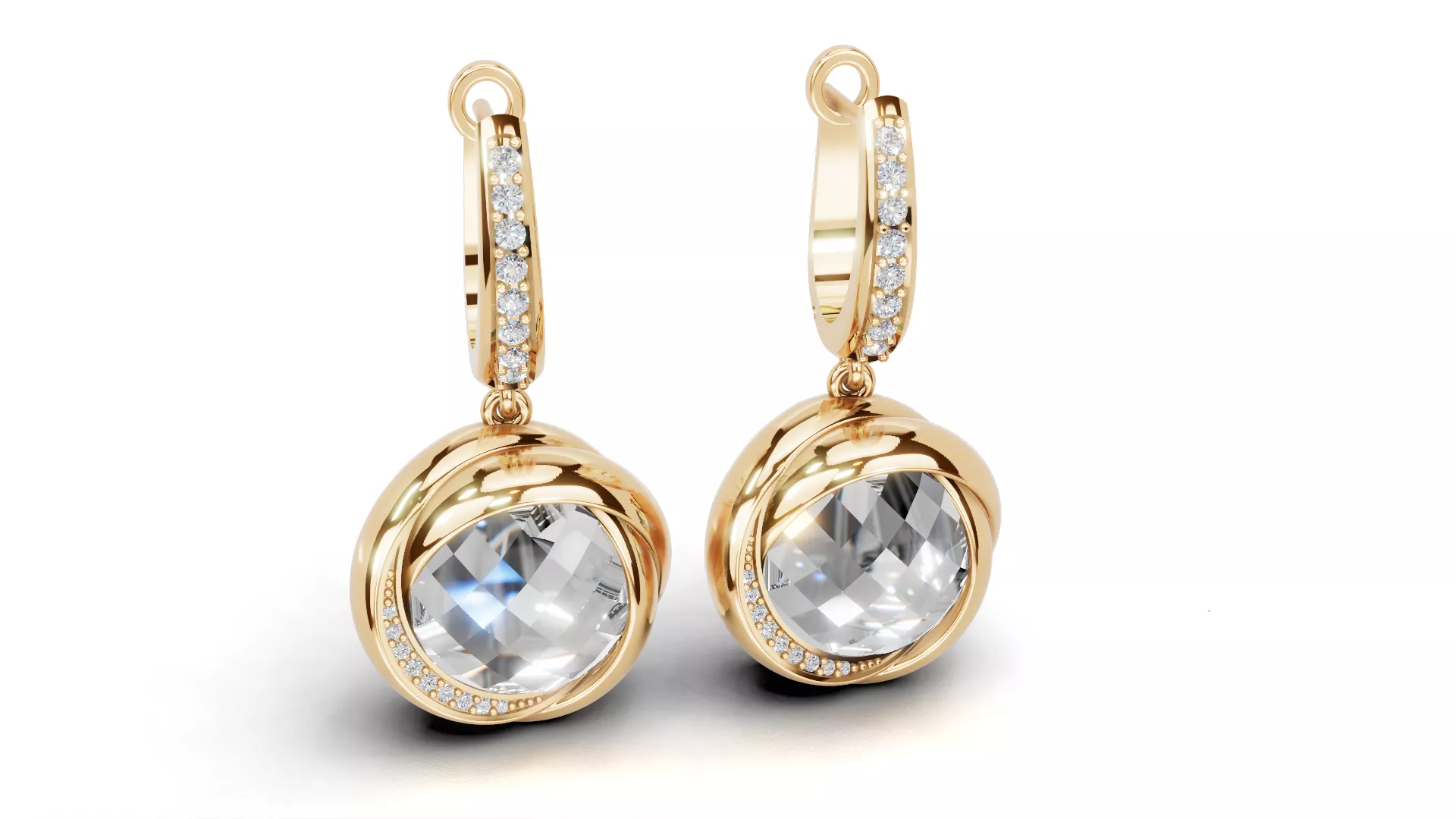 Pave Leverback Drop Jewelry CAD 3D print model