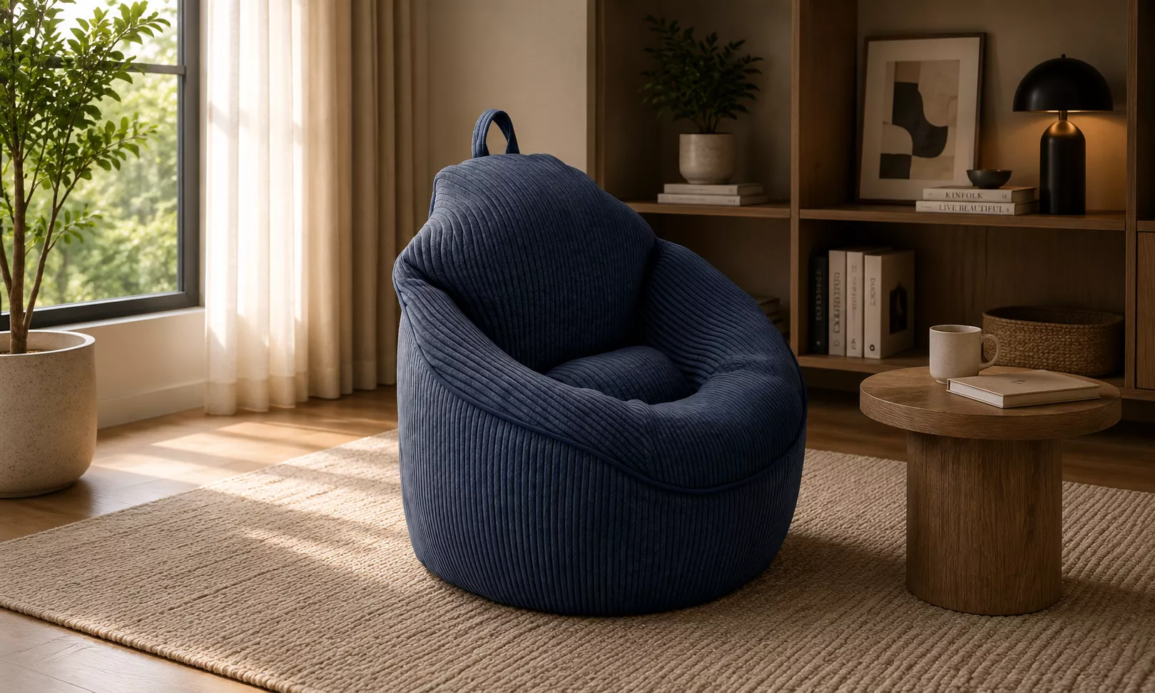 Plush Ribbed Bean Bag Chair 3D model