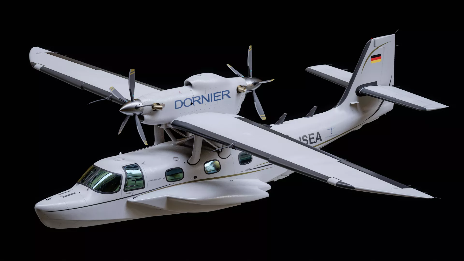 Dornier Seastar Amphibious Aircraft Low-poly 3D model
