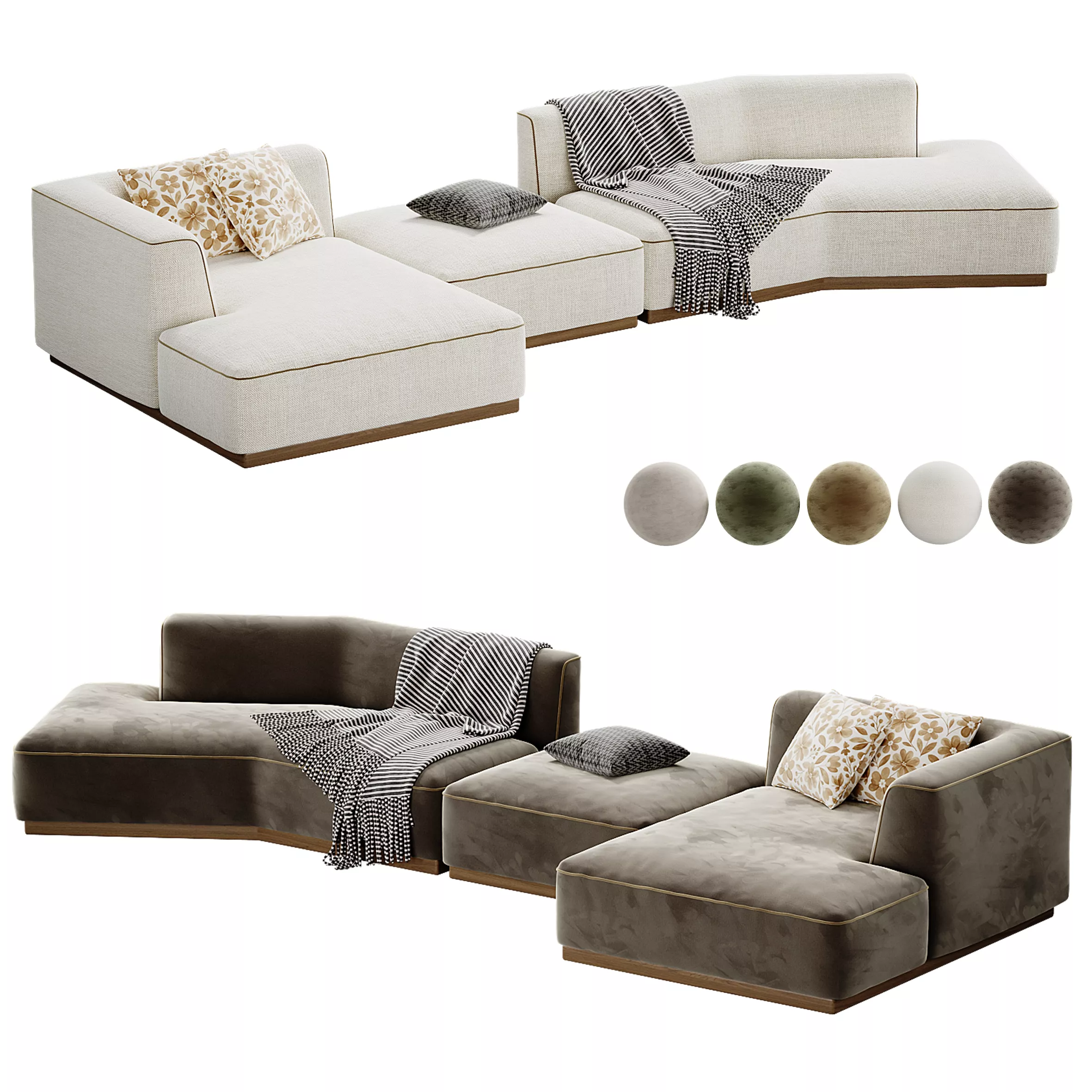 Canape d angle gauche ouvert avec repose pieds 3D model