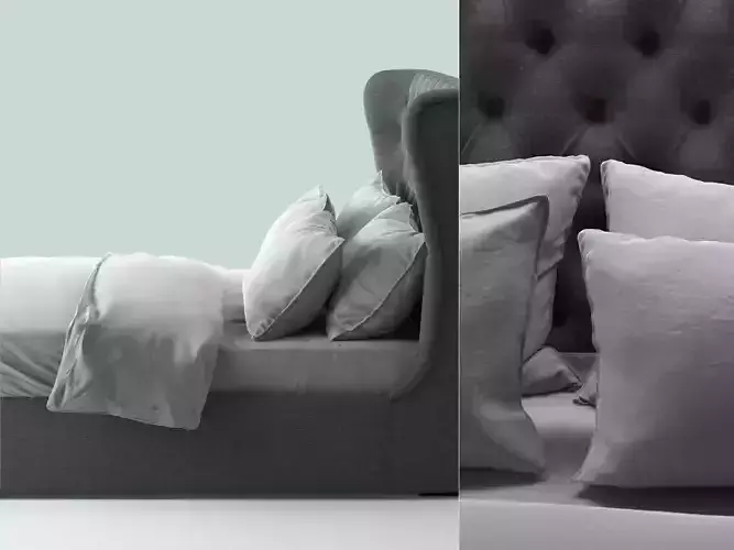 Loren bed with tufted headboard