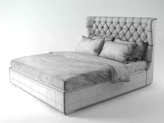Loren bed with tufted headboard