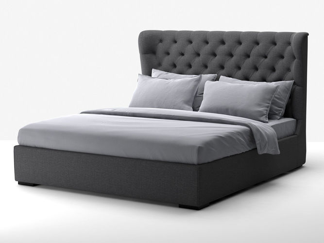 Loren bed with tufted headboard 3D model