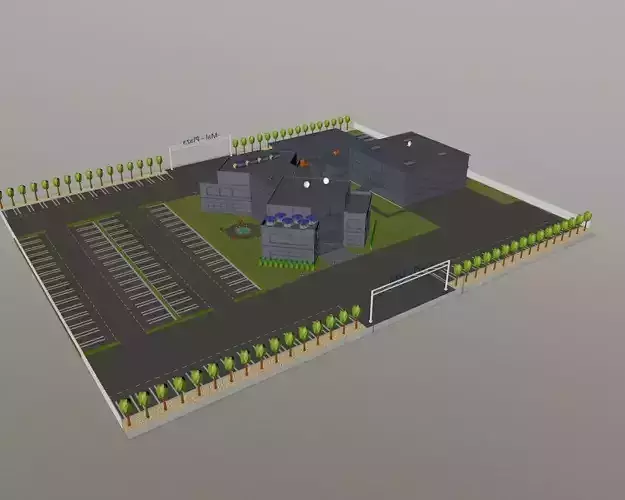 simple shoping mall Free low-poly 3D model