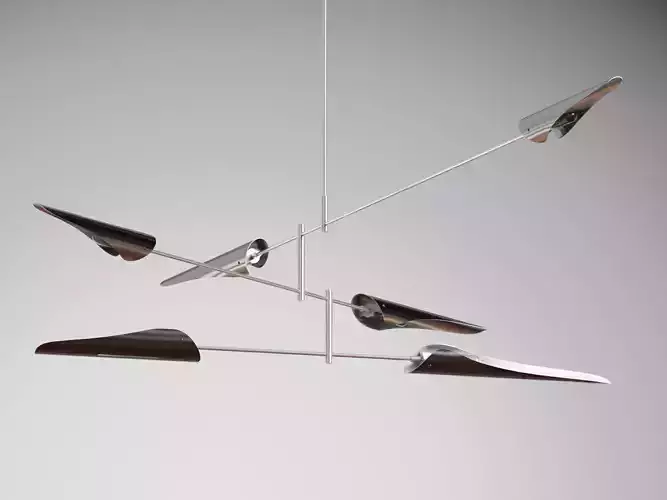 Sarus modern light fixture with four metal rods hanging from it