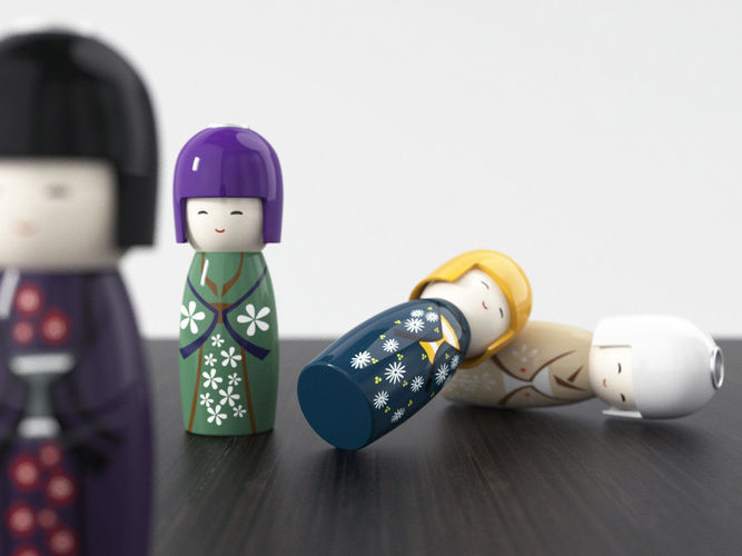 Kokeshi Candlesticks 3D model
