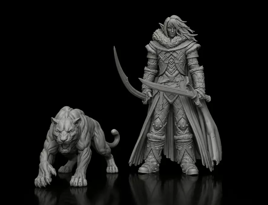 Drizzt Do Urden and Guenhwyvar Legend of the Underdark 3D print model