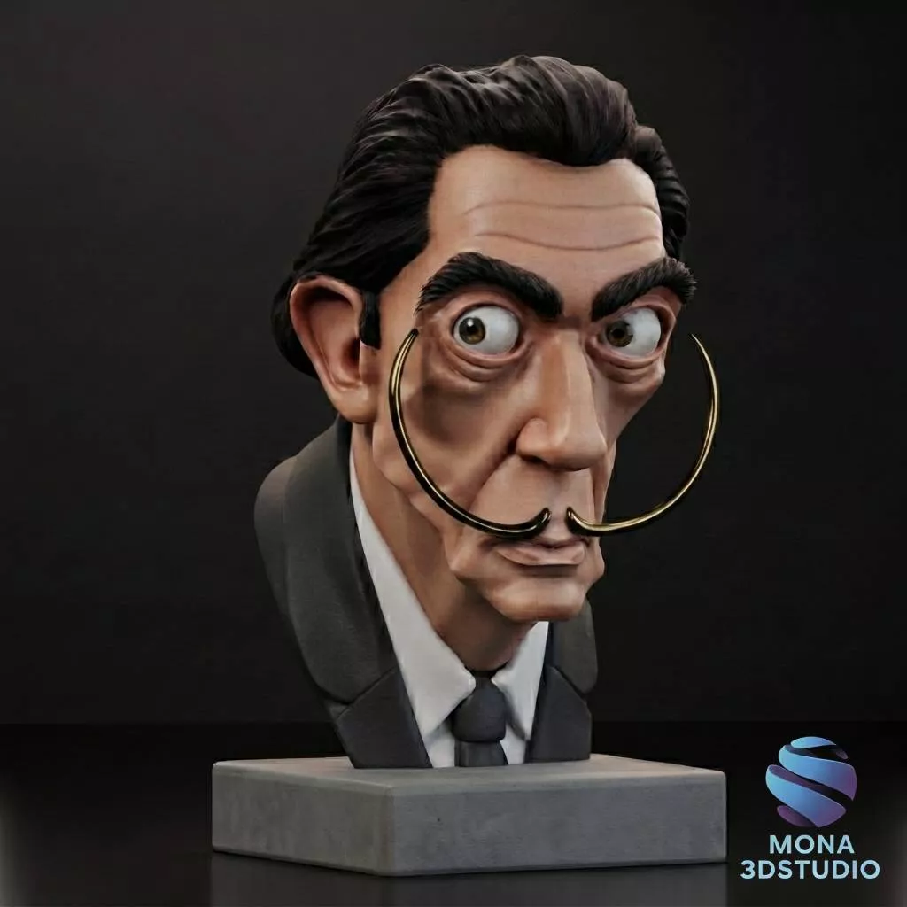 Salvador DalI Caricature Bust - 3D STL Model Pre-Supported 3D print model