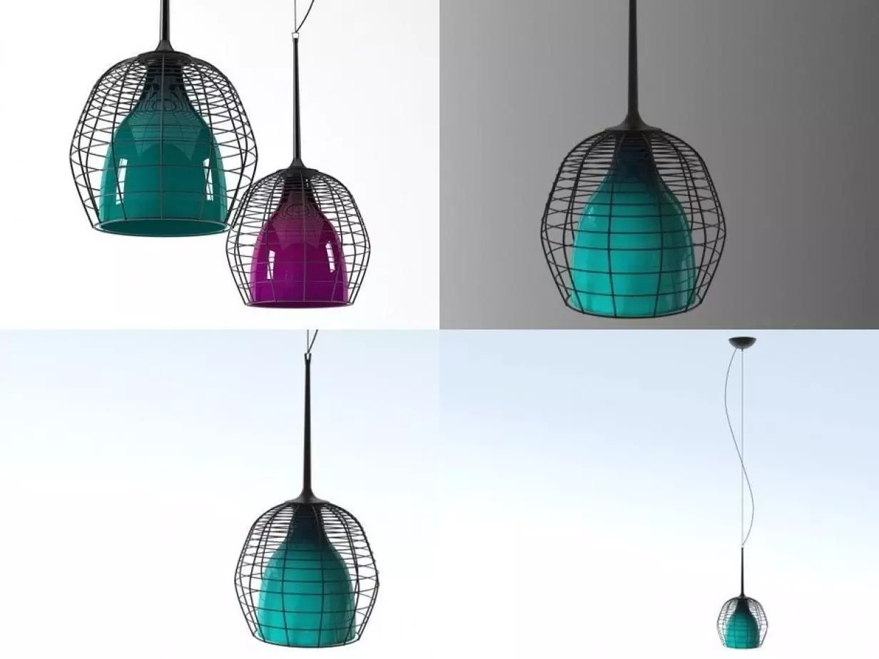 Cage suspension lamp 3D model_6